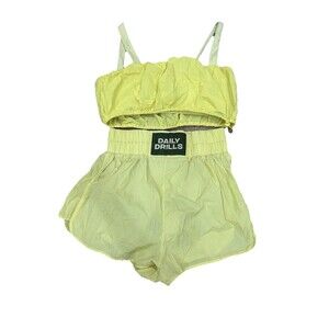 Daily Drills Yellow Nylon Bubble Set Shirt And Bra Small Medium